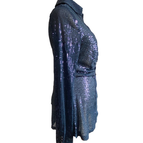 Navy Sequin Top by "Free People" - Picture 3 of 6